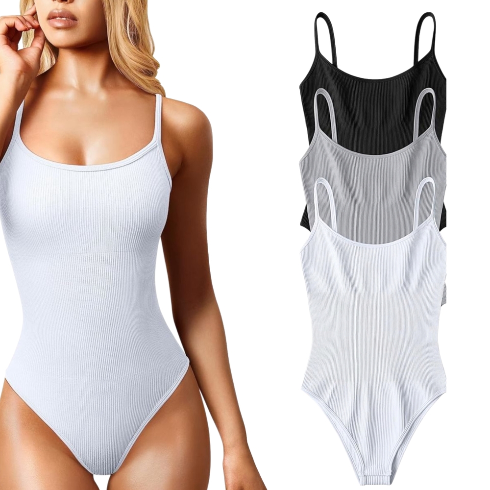 NEW!! 3 Piece Set • Sleeveless Shapewear Bodysuit Camisoles • Adjustable Straps